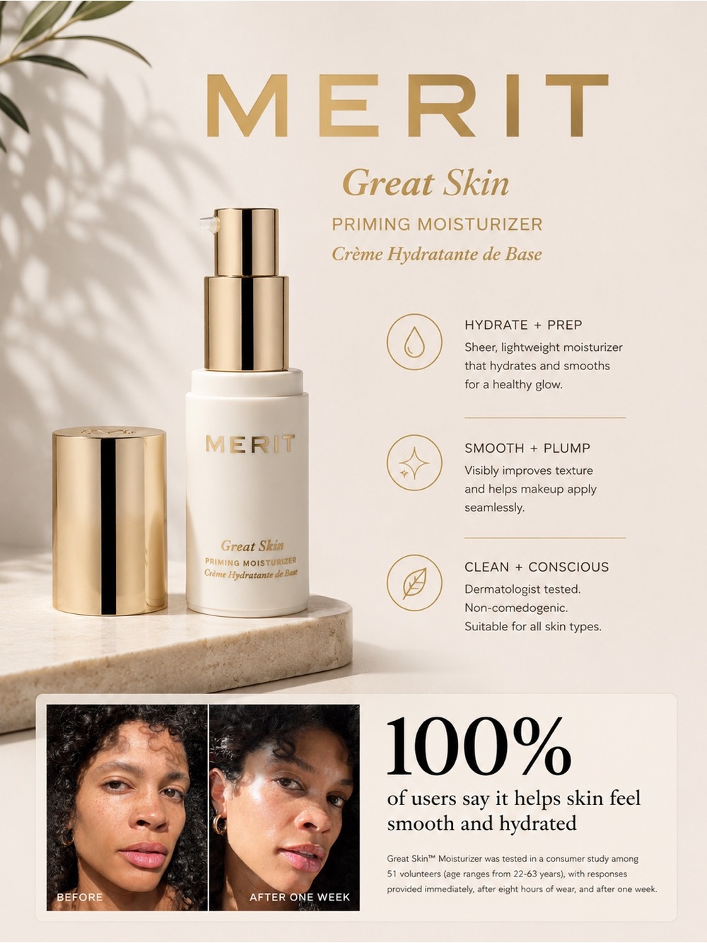 Merit Great Skin Priming Moisturizer Mini Size 15ml